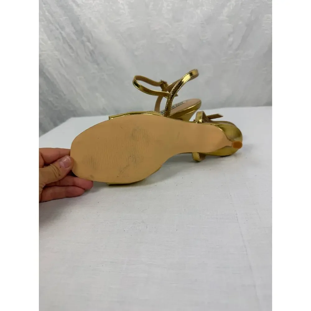 Joy In Love Gold Metallic Strappy Ankle Strap Stiletto Sandals Size 8.5